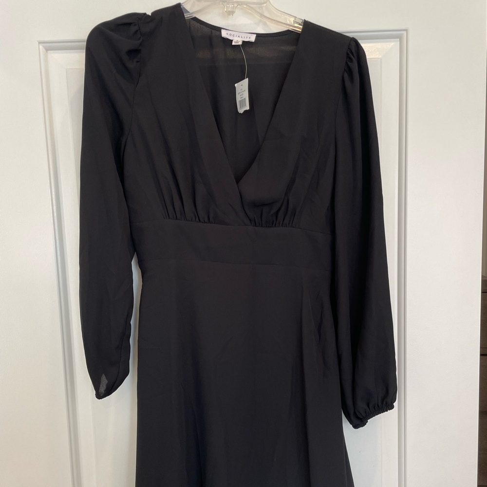 Socialite Long-Sleeve Black Mini Dress
